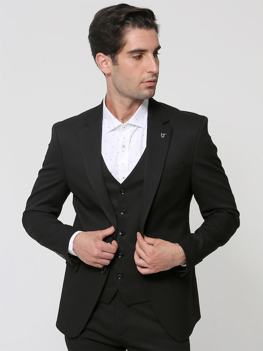 Men's Suit with Vest Black