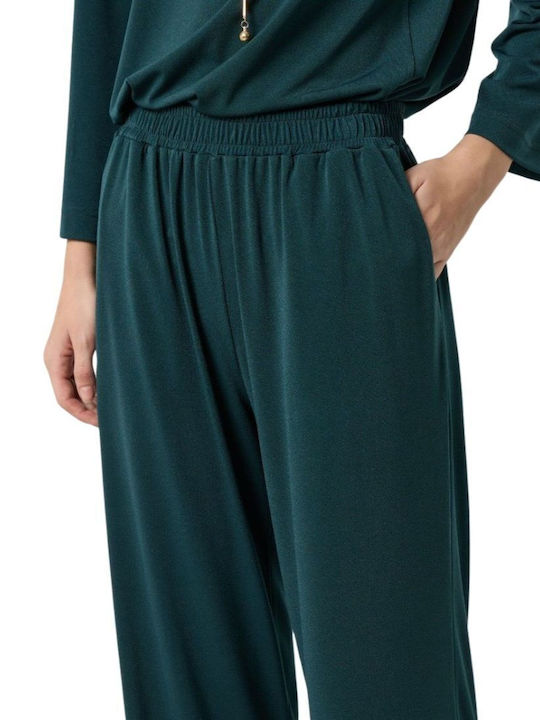 Passager Women's High-waisted Fabric Trousers with Elastic Green