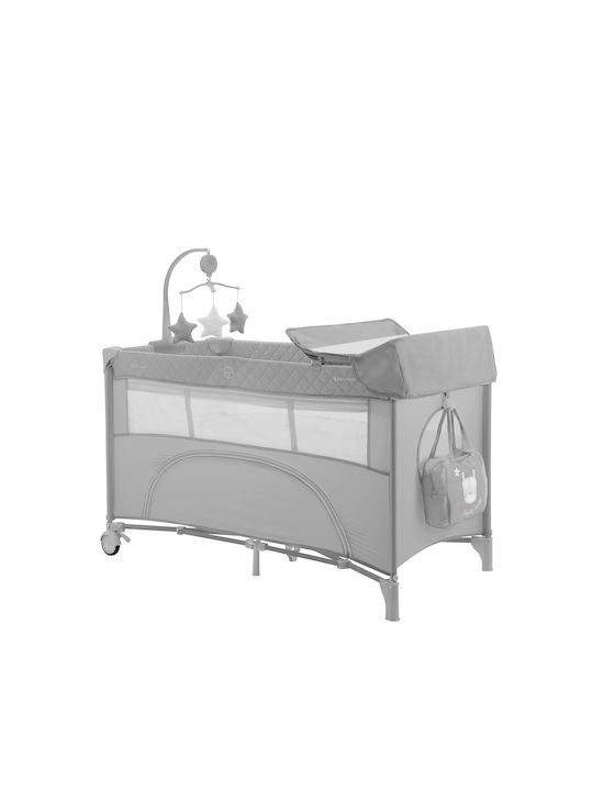 Kikka Boo NIghty Night Playpen 2 Levels with Changing Table & Mattress Gray 65x125cm