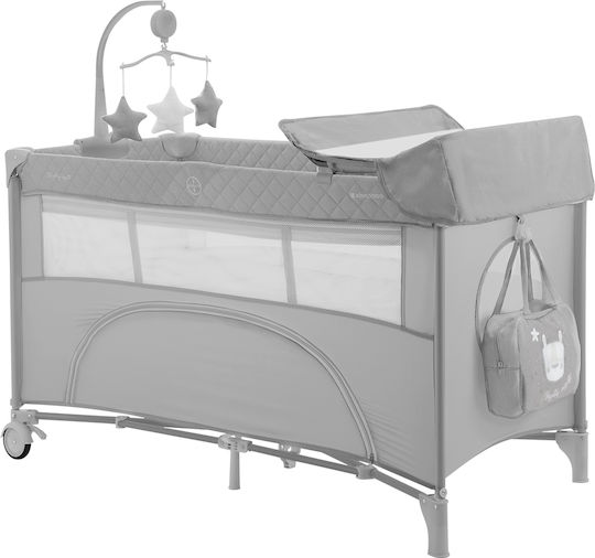 Kikka Boo NIghty Night Laufstall 2 Ebenen mit Wickeltisch & Matratze Gray 65x125cm