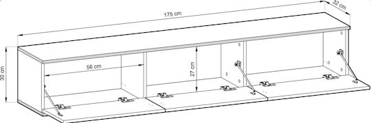 Έπιπλο Τηλεόρασης Loro Plus Μπεζ Μ175xΠ32xΥ30cm