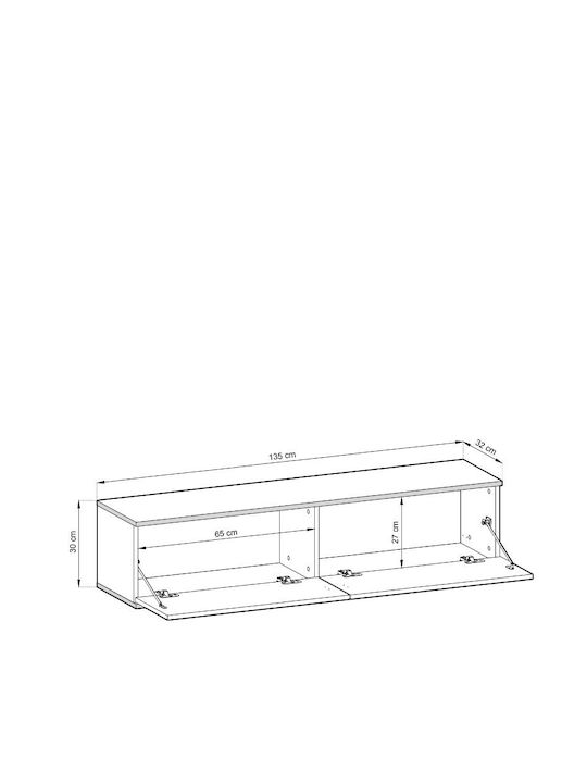 TV Stand Loro II Gray M135xD32xH30cm