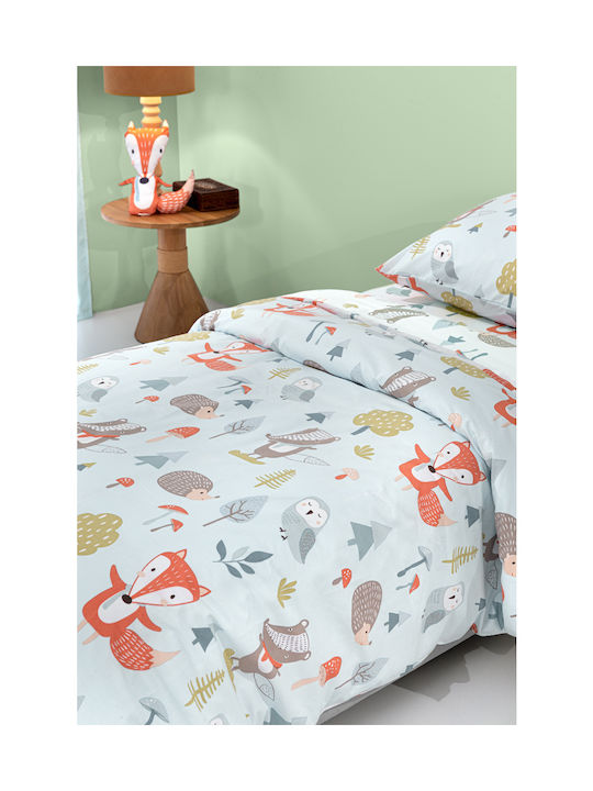 Saint Clair Set Kids Duvet Cover Single with Pillowcase Cotton Mint 160x220cm