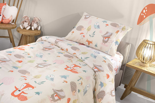 Saint Clair Set Kinderbettbezug Einzel mit Kissenbezug Baumwolle Pudra 160x220cm