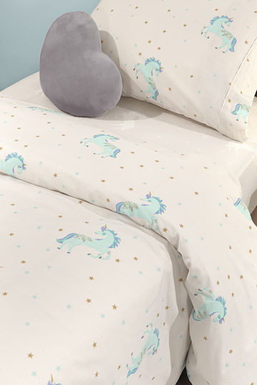 Saint Clair Set Kids Duvet Cover Single with Pillowcase Cotton Aqua 160x220cm