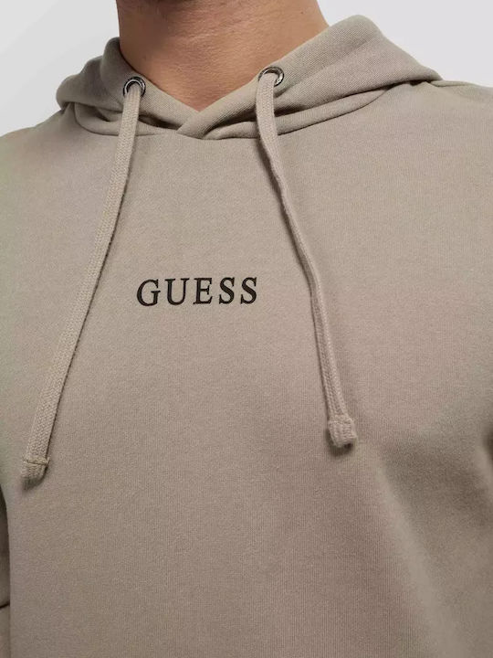 Guess M2bq50 K9yh1 Men's Sweatshirt Jacket with Hood Brown