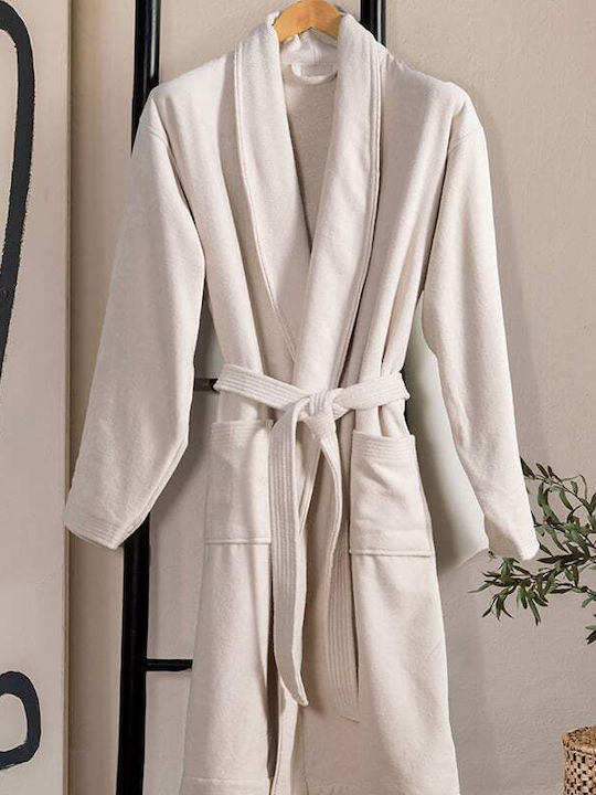Nef-Nef Homeware Elements Μπουρνούζι με Γιακά σε Γκρι Χρώμα 380gr/m²