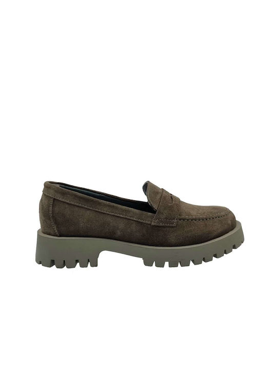 Boxer Women's Moccasins in Khaki Color