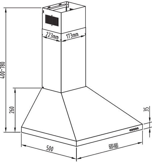 Gruppe Ombrello 60 Chimney Vent Hood 60cm Black