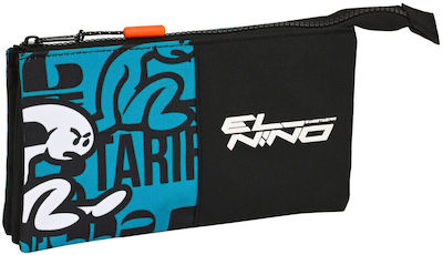 El Nino Fabric Black Pencil Case with 2 Compartments