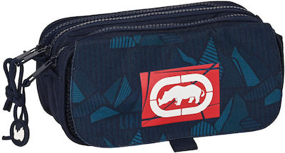 Ecko Unltd Fabric Blue Pencil Case with 2 Compartments