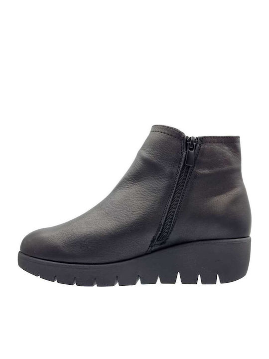 Leather Women's Ankle Boots Platform Black