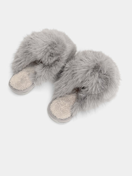 Luigi Women's Slippers with Fur Gray