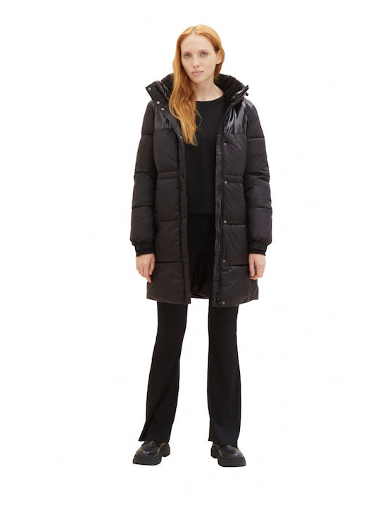 Kurz Damen Puffer Jacke für Winter Schwarz