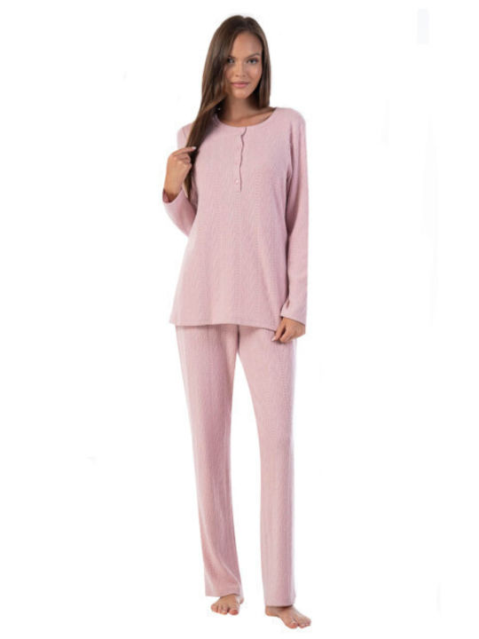 Secret Point Winter Damen Pyjama-Set Rosa