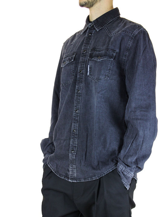 Karl Lagerfeld Men's Shirt Long Sleeve Denim Gray