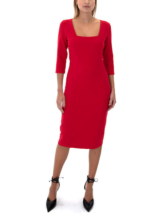 C. Manolo Midi Dress Red