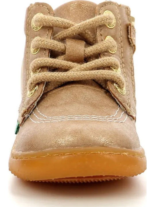 Suede Kinderstiefeletten mit Reißverschluss Gold