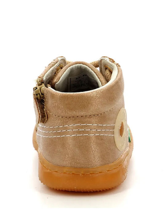 Suede Kinderstiefeletten mit Reißverschluss Gold