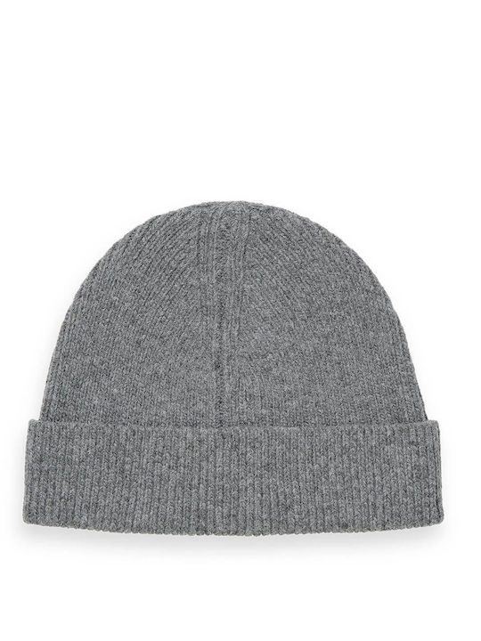 Scotch & Soda Beanie Unisex Σκούφος με Rib Πλέξη σε Γκρι χρώμα