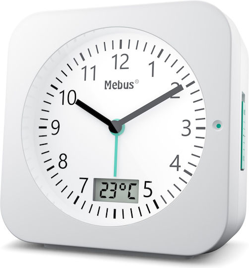 Mebus Tabletop Clock LED Plastic with Alarm Clock White 25610