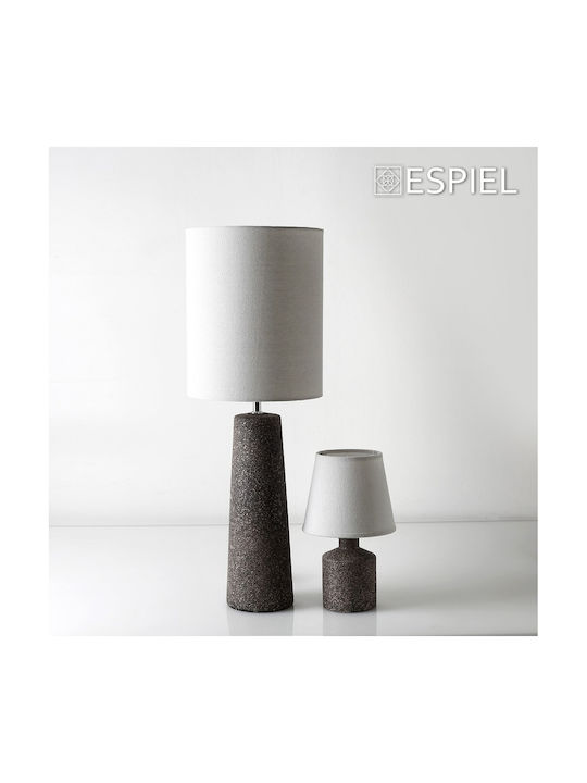 Espiel Ceramică Lampă de masă pentru Soclu E14 cu Umbrelă Alb și Bază Gri