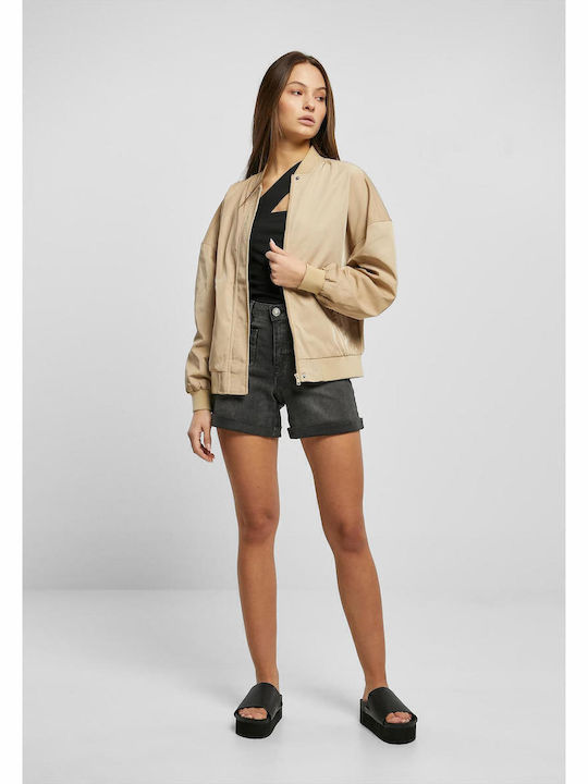 Kurz Damen Bomberjacke Beige