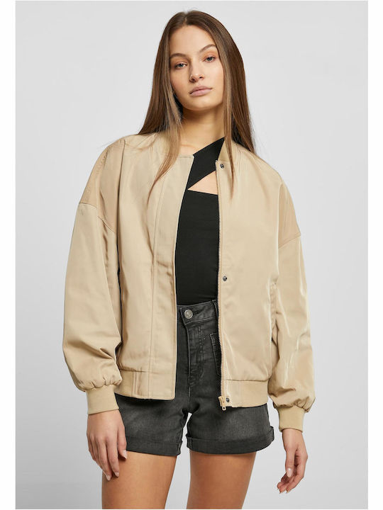 Kurz Damen Bomberjacke Beige