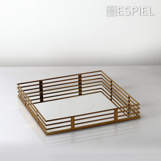 Espiel Διακοσμητικός Δίσκος Μεταλλικός Τετράγωνος με Καθρέπτη 40x40x6cm 2τμχ