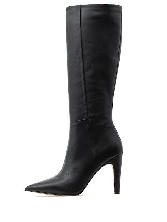 Altramarea Leder Damenstiefel mit hohem Absatz Schwarz