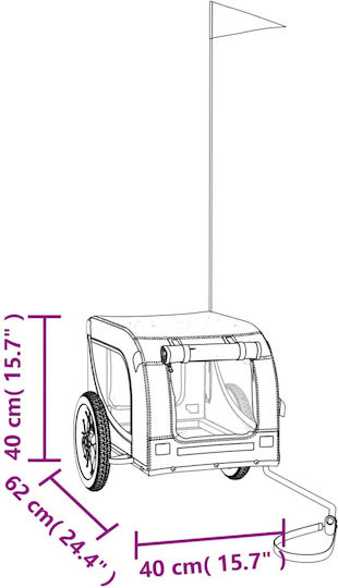 vidaXL Cosul pentru transport câine până la 30kg Portocaliu M124xL53xA53cm.