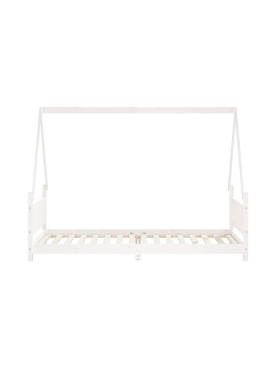 Pat pentru Copii Single Alb pentru Saltea 90x200cm