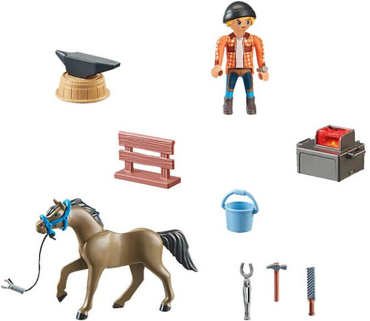 Playmobil Конете на водопада Ковачът Ben с коня Achilles за 4-10 години