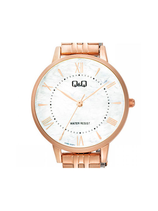 Q&Q Watch with Pink Metal Bracelet