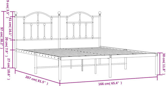 Bett Übergröße Metall White mit Latten für Matratze 160x200cm