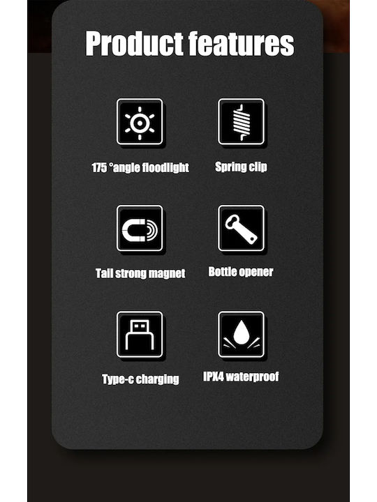Schlüsselanhänger Öffner Mini Taschenlampe 8 Metallisch mit LED Schwarz