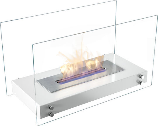 Kratki Hotel Indoor Floor Bioethanol Fireplace White 70x33.4x40.2cm