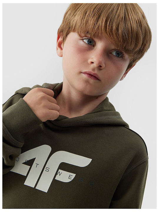 Kids Sweatshirt with Hood and Pockets Khaki