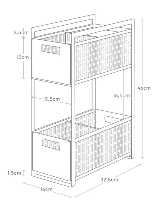 Yamazaki Σετ Καλάθια Απλύτων Μεταλλικά 32.5x16x46cm Λευκό