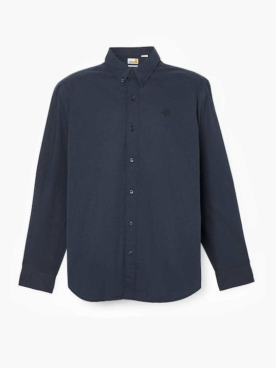 Timberland Men's Shirt Long Sleeve Cotton Navy Blue