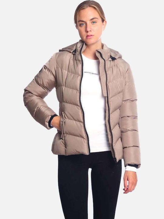 Kurz Damen Puffer Jacke Winddicht für Winter Beige