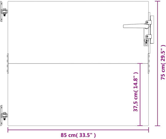 vidaXL Metal Fence Gate in Brown Color 85x75cm