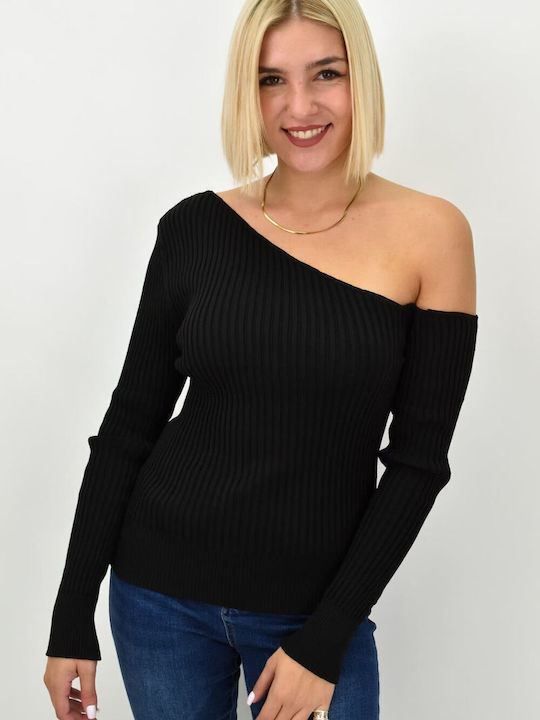 Damen Langarm Pullover Schwarz
