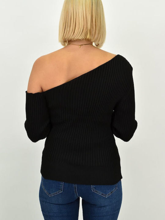 Damen Langarm Pullover Schwarz