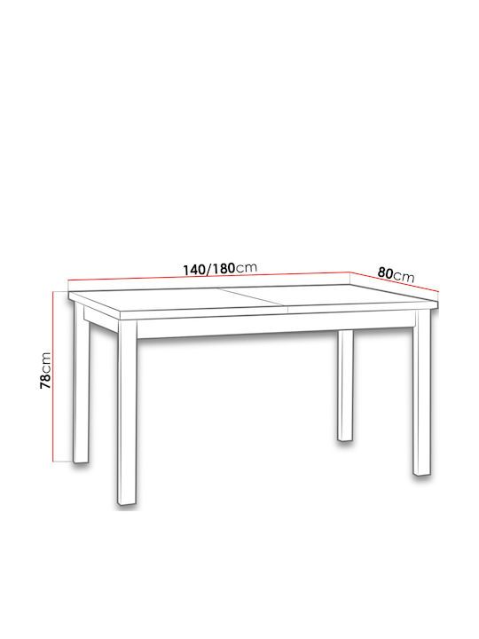 Albion Ii Tisch Küche Ausziehbar Holz Leuko 140x80x78cm