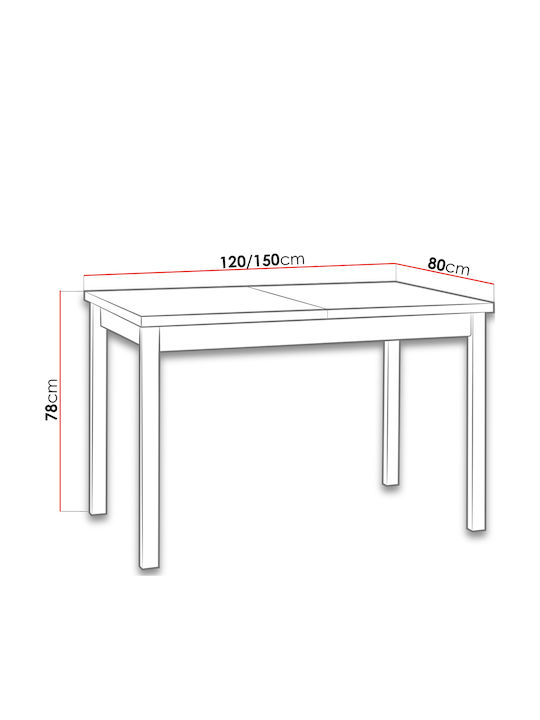 Albion I Table Kitchen Extendable Wooden Fusiko-Mavro 120x80x78cm