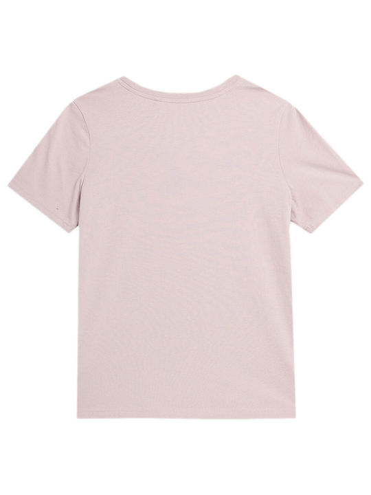 4F Damen Bluse Baumwolle Kurzärmelig Rosa