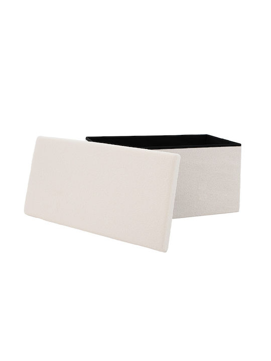 Bench Stool With Storage Space Upholstered With Fabric Forward Ecru 76.5x38x37.5cm