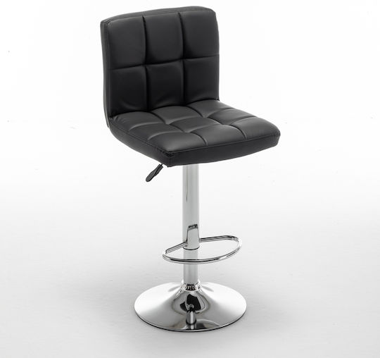 Din Bar Stool with Backrest & Adjustable Height Black 44x50x92cm