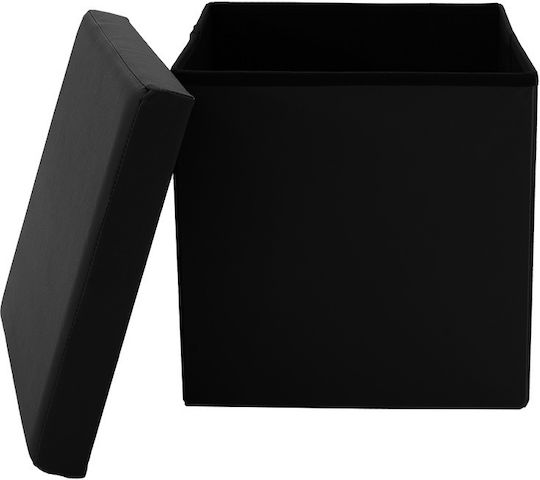 Hocker Für das Wohnzimmer Gepolstert mit Stoff Crystal Schwarz 38x38x38cm